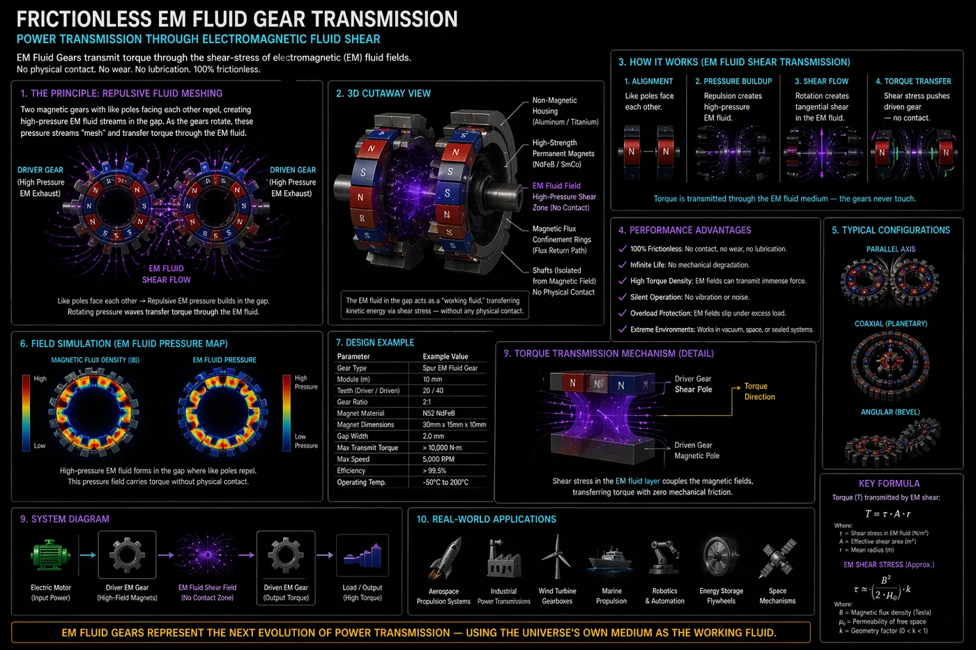 Frictionless Fluid Gear Transmission